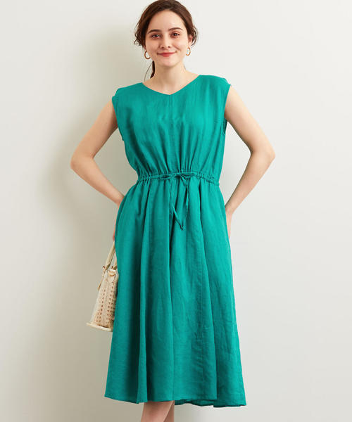 美品✨グリーンレーベルリラクシング　ハードマンズリネン ノースリーブ ワンピース UNITED ARROWS green label relaxing(ユナイテッドアローズ
