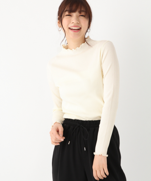 GLOBAL WORK（グローバルワーク）の「メローリブボトルネック長袖/828366（Tシャツ/カットソー・レディース・ブラック/その他/ブラウン/ベージュ系その他3/ホワイト・MEDIUM/LARGE）」の2枚目の写真