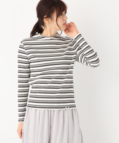 GLOBAL WORK（グローバルワーク）の「メローリブボトルネック長袖/828366（Tシャツ/カットソー・レディース・ブラック/その他/ブラウン/ベージュ系その他3/ホワイト・MEDIUM/LARGE）」の5枚目の写真