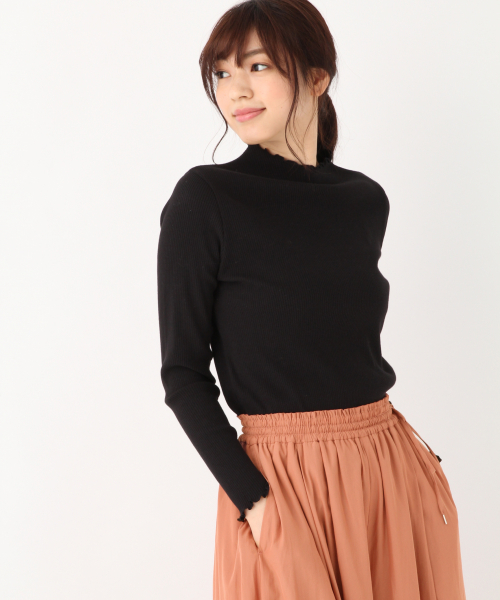 GLOBAL WORK（グローバルワーク）の「メローリブボトルネック長袖/828366（Tシャツ/カットソー・レディース・ブラック/その他/ブラウン/ベージュ系その他3/ホワイト・MEDIUM/LARGE）」の3枚目の写真