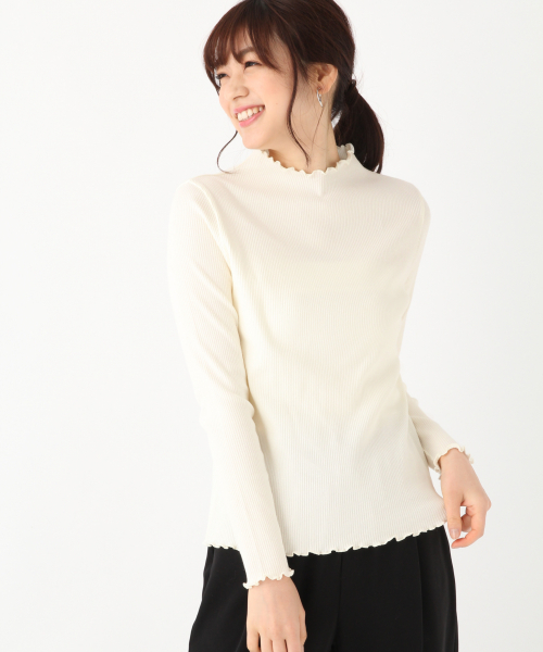 GLOBAL WORK（グローバルワーク）の「メローリブボトルネック長袖/828366（Tシャツ/カットソー・レディース・ブラック/その他/ブラウン/ベージュ系その他3/ホワイト・MEDIUM/LARGE）」の8枚目の写真