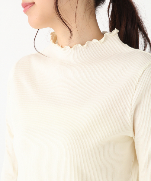 GLOBAL WORK（グローバルワーク）の「メローリブボトルネック長袖/828366（Tシャツ/カットソー・レディース・ブラック/その他/ブラウン/ベージュ系その他3/ホワイト・MEDIUM/LARGE）」の15枚目の写真