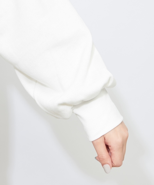 natural couture（ナチュラルクチュール）の「キーネック裏毛パーカー（Tシャツ/カットソー・レディース・ブラック/ベージュ/オフホワイト/ブルー・FREE）」の9枚目の写真