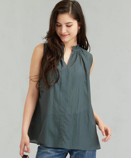 新品未使用　BLAMINK Ｖネックノースリーブブラウス Vネックツータックノースリブラウス | レディースファッション通販