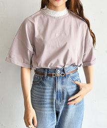 PairPair | 襟フリルレース付チビロゴＴシャツ(レディース)(Tシャツ/カットソー)