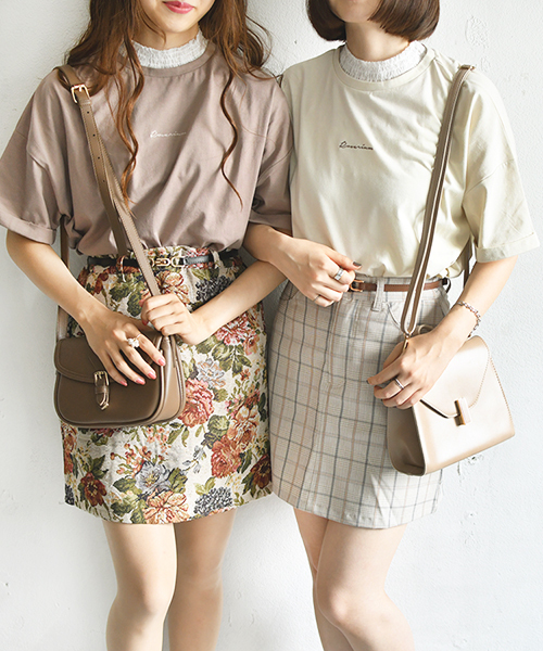 PairPair（ペアペア）の「フリルレース付チビロゴＴシャツ(レディース)（Tシャツ/カットソー・レディース・アイボリー/モカ/ラベンダー・FREE）」の3枚目の写真