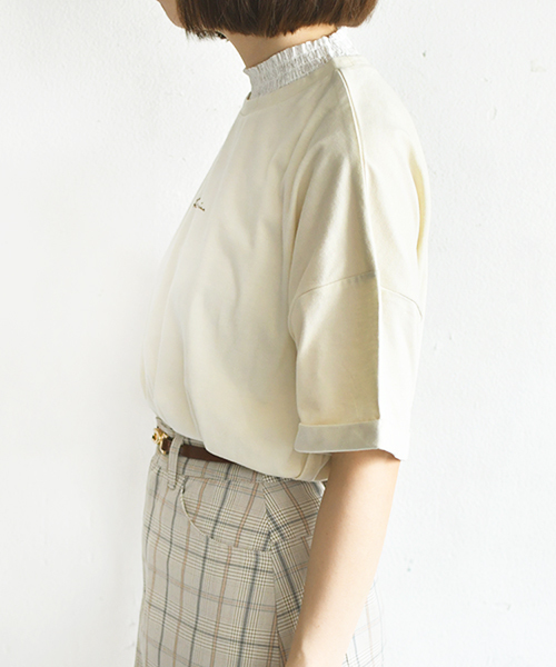 PairPair（ペアペア）の「フリルレース付チビロゴＴシャツ(レディース)（Tシャツ/カットソー・レディース・アイボリー/モカ/ラベンダー・FREE）」の7枚目の写真