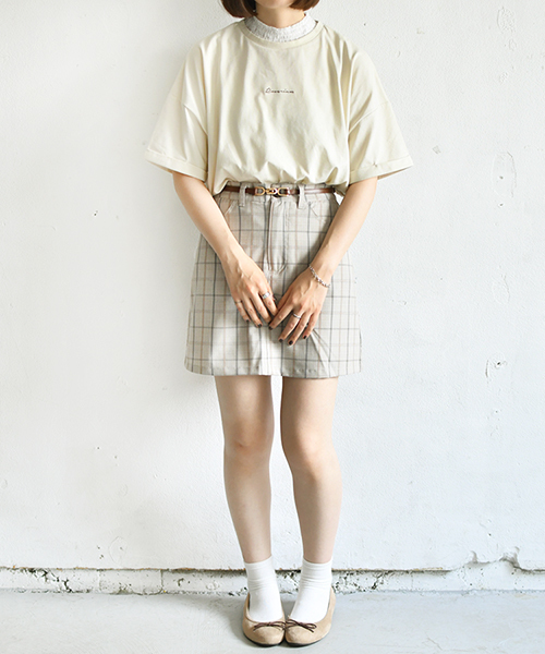 PairPair（ペアペア）の「フリルレース付チビロゴＴシャツ(レディース)（Tシャツ/カットソー・レディース・アイボリー/モカ/ラベンダー・FREE）」の9枚目の写真