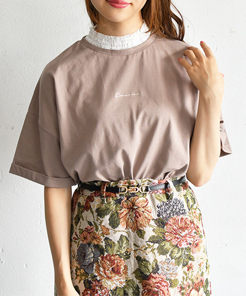 PairPair（ペアペア）の「フリルレース付チビロゴＴシャツ(レディース)（Tシャツ/カットソー・レディース・アイボリー/モカ/ラベンダー・FREE）」の12枚目の写真