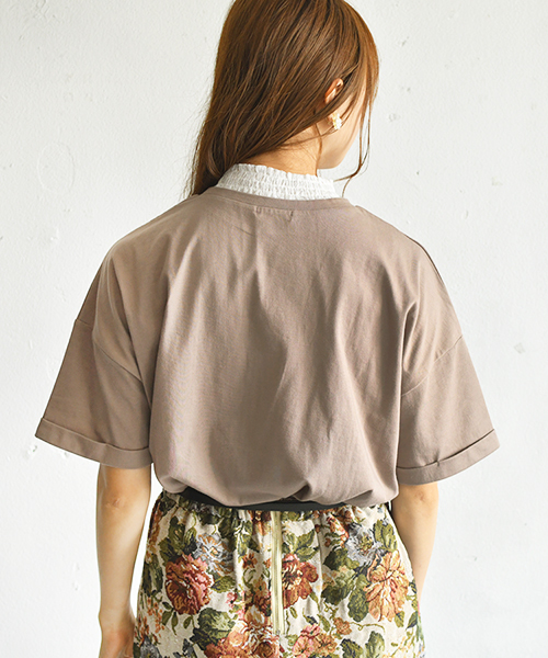 PairPair（ペアペア）の「フリルレース付チビロゴＴシャツ(レディース)（Tシャツ/カットソー・レディース・アイボリー/モカ/ラベンダー・FREE）」の14枚目の写真