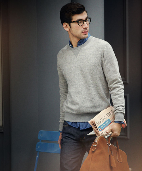 B印 YOSHIDA(BEAMS×PORTER)(ビージルシヨシダ)の「MONOCLE VOYAGE SWEATSHIRT(スウェット・メンズ・グレー/ネイビー・MEDIUM/LARGE)」の4枚目の写真