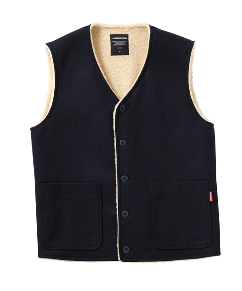 MACKDADDY(マックダディー)の「WOOL BOA VEST(その他アウター・メンズ・トップグレー/オリーブ/ネイビー・LARGE/MEDIUM/X-LARGE)」の3枚目の写真