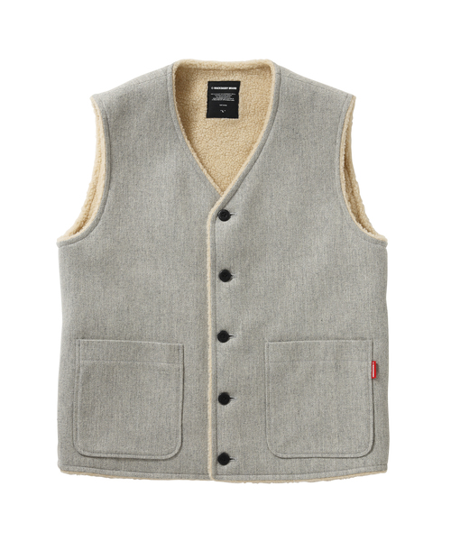 MACKDADDY(マックダディー)の「WOOL BOA VEST(その他アウター・メンズ・トップグレー/オリーブ/ネイビー・LARGE/MEDIUM/X-LARGE)」の2枚目の写真