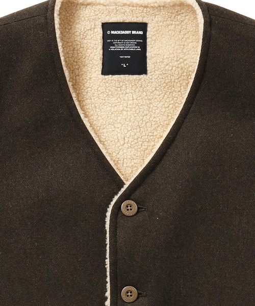 MACKDADDY(マックダディー)の「WOOL BOA VEST(その他アウター・メンズ・トップグレー/オリーブ/ネイビー・LARGE/MEDIUM/X-LARGE)」の7枚目の写真