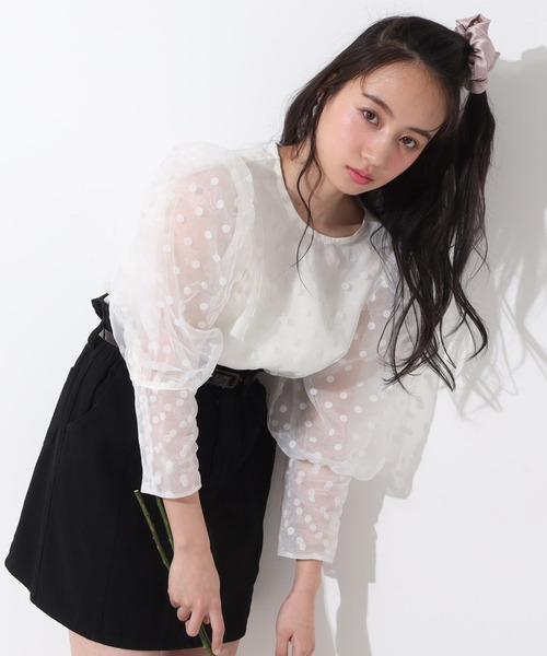 one after another NICE CLAUP（ワンアフターアナザーナイスクラップ）の「ドットシアーブラウス（シャツ/ブラウス・レディース・ホワイト系その他/オフホワイト/ブラック・FREE）」の2枚目の写真