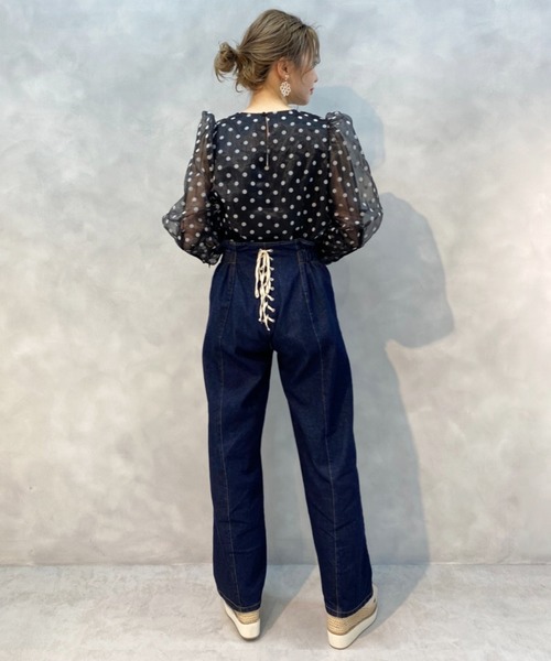 one after another NICE CLAUP（ワンアフターアナザーナイスクラップ）の「ドットシアーブラウス（シャツ/ブラウス・レディース・ホワイト系その他/オフホワイト/ブラック・FREE）」の7枚目の写真