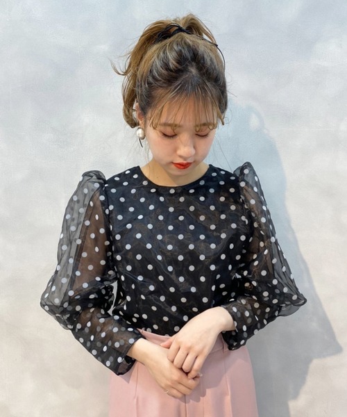 one after another NICE CLAUP（ワンアフターアナザーナイスクラップ）の「ドットシアーブラウス（シャツ/ブラウス・レディース・ホワイト系その他/オフホワイト/ブラック・FREE）」の8枚目の写真