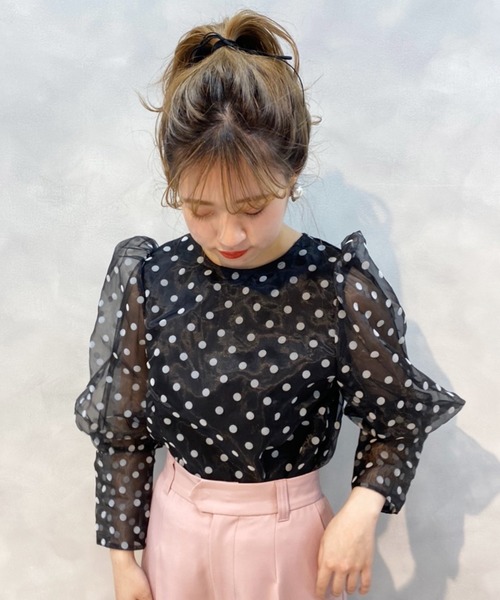 one after another NICE CLAUP（ワンアフターアナザーナイスクラップ）の「ドットシアーブラウス（シャツ/ブラウス・レディース・ホワイト系その他/オフホワイト/ブラック・FREE）」の9枚目の写真