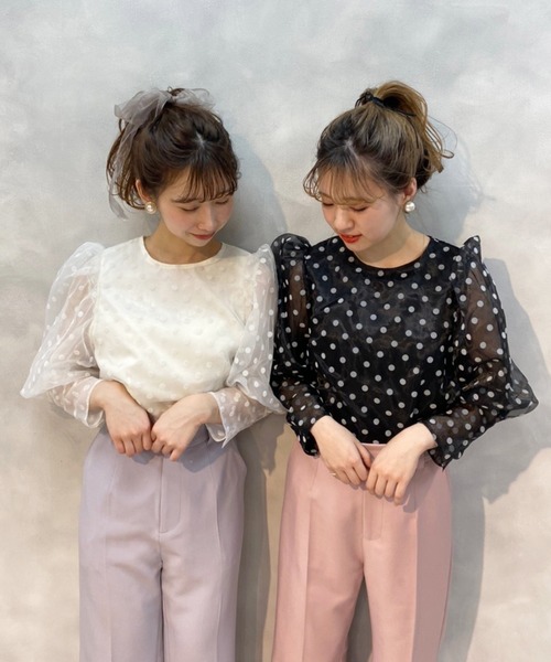 one after another NICE CLAUP（ワンアフターアナザーナイスクラップ）の「ドットシアーブラウス（シャツ/ブラウス・レディース・ホワイト系その他/オフホワイト/ブラック・FREE）」の18枚目の写真