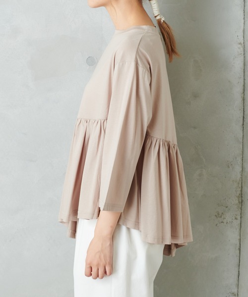 PUAL CE CIN(ピュアルセシン)の「【Du noir】斜めハギカットソー(Tシャツ/カットソー・レディース・チャコールグレー/ブラック/ベージュ・FREE)」の15枚目の写真