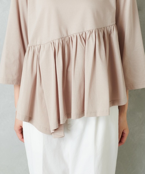 PUAL CE CIN(ピュアルセシン)の「【Du noir】斜めハギカットソー(Tシャツ/カットソー・レディース・チャコールグレー/ブラック/ベージュ・FREE)」の8枚目の写真