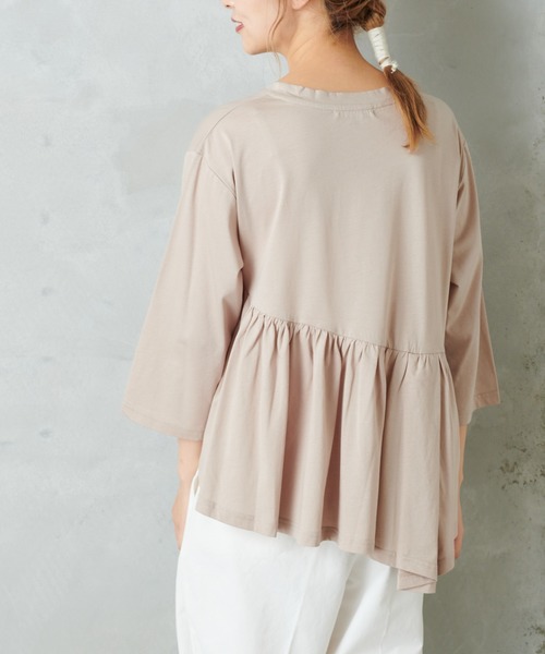 PUAL CE CIN(ピュアルセシン)の「【Du noir】斜めハギカットソー(Tシャツ/カットソー・レディース・チャコールグレー/ブラック/ベージュ・FREE)」の11枚目の写真