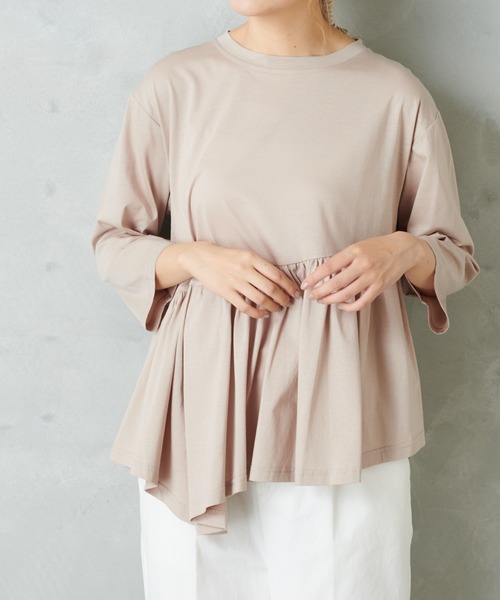 PUAL CE CIN(ピュアルセシン)の「【Du noir】斜めハギカットソー(Tシャツ/カットソー・レディース・チャコールグレー/ブラック/ベージュ・FREE)」の21枚目の写真