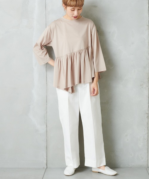 PUAL CE CIN(ピュアルセシン)の「【Du noir】斜めハギカットソー(Tシャツ/カットソー・レディース・チャコールグレー/ブラック/ベージュ・FREE)」の16枚目の写真