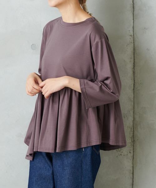 PUAL CE CIN(ピュアルセシン)の「【Du noir】斜めハギカットソー(Tシャツ/カットソー・レディース・チャコールグレー/ブラック/ベージュ・FREE)」の6枚目の写真