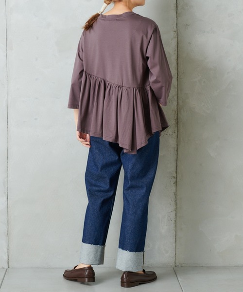 PUAL CE CIN(ピュアルセシン)の「【Du noir】斜めハギカットソー(Tシャツ/カットソー・レディース・チャコールグレー/ブラック/ベージュ・FREE)」の14枚目の写真