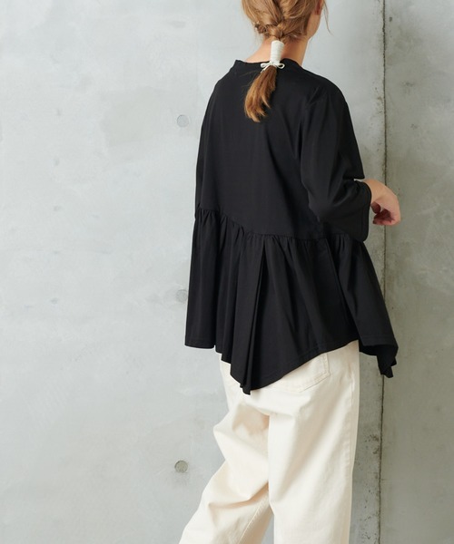 PUAL CE CIN(ピュアルセシン)の「【Du noir】斜めハギカットソー(Tシャツ/カットソー・レディース・チャコールグレー/ブラック/ベージュ・FREE)」の12枚目の写真