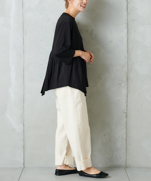 PUAL CE CIN(ピュアルセシン)の「【Du noir】斜めハギカットソー(Tシャツ/カットソー・レディース・チャコールグレー/ブラック/ベージュ・FREE)」の7枚目の写真