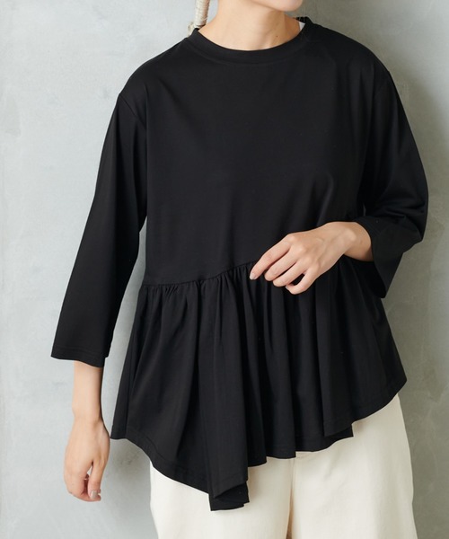 PUAL CE CIN(ピュアルセシン)の「【Du noir】斜めハギカットソー(Tシャツ/カットソー・レディース・チャコールグレー/ブラック/ベージュ・FREE)」の19枚目の写真