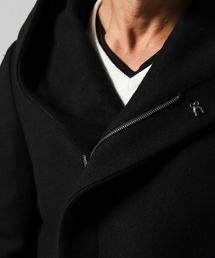 TETE HOMME /テットオム/ラップコート/sizeM/黒 TETE HOMME（テットオム）の「ラップフードコート（ステンカラー