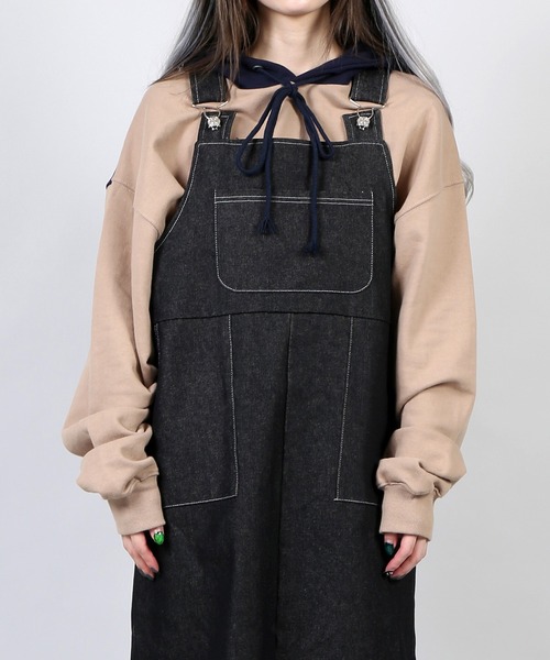 DING（ディング）の「DING/デニムジャンパースカート（ジャンパースカート・レディース・ブラック/インディゴブルー・FREE）」の13枚目の写真
