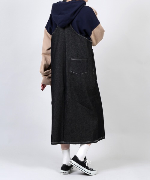 DING（ディング）の「DING/デニムジャンパースカート（ジャンパースカート・レディース・ブラック/インディゴブルー・FREE）」の6枚目の写真