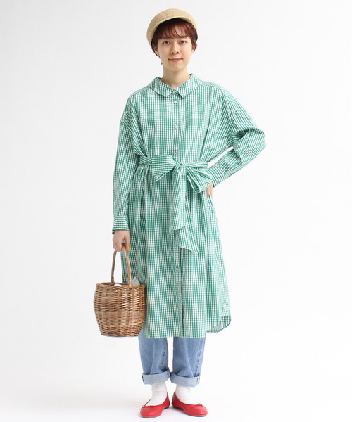 ギサギンガム ウエストリボンbigシャツワンピース シャツワンピース Dot Stripes Child Woman ドットアンドストライプス チャイルドウーマン のファッション通販 Zozotown