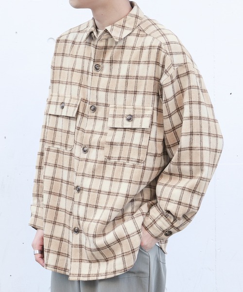 PairPair(ペアペア)の「バックロゴオーバーチェックシャツ(ユニセックス)(シャツ/ブラウス・レディース・ブラウン/レッド/ブラック/ベージュ・FREE)」の14枚目の写真