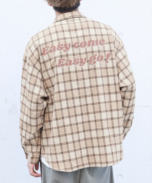 PairPair(ペアペア)の「バックロゴオーバーチェックシャツ(ユニセックス)(シャツ/ブラウス・レディース・ブラウン/レッド/ブラック/ベージュ・FREE)」の15枚目の写真