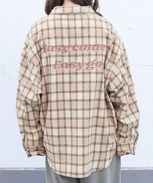 PairPair(ペアペア)の「バックロゴオーバーチェックシャツ(ユニセックス)(シャツ/ブラウス・レディース・ブラウン/レッド/ブラック/ベージュ・FREE)」の10枚目の写真
