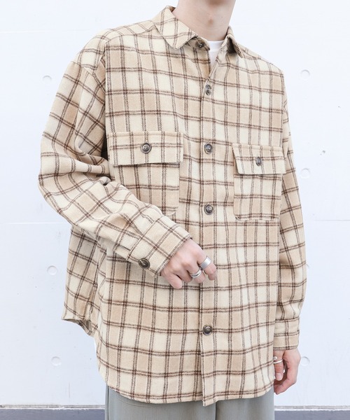 PairPair(ペアペア)の「バックロゴオーバーチェックシャツ(ユニセックス)(シャツ/ブラウス・レディース・ブラウン/レッド/ブラック/ベージュ・FREE)」の13枚目の写真
