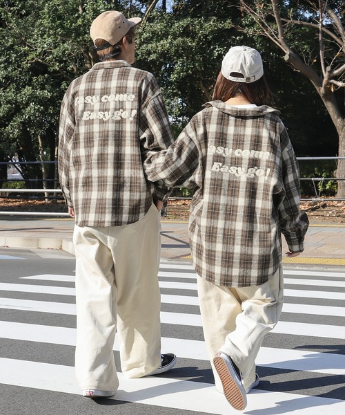 PairPair(ペアペア)の「バックロゴオーバーチェックシャツ(ユニセックス)(シャツ/ブラウス・レディース・ブラウン/レッド/ブラック/ベージュ・FREE)」の16枚目の写真