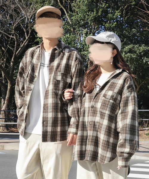 PairPair(ペアペア)の「バックロゴオーバーチェックシャツ(ユニセックス)(シャツ/ブラウス・レディース・ブラウン/レッド/ブラック/ベージュ・FREE)」の18枚目の写真