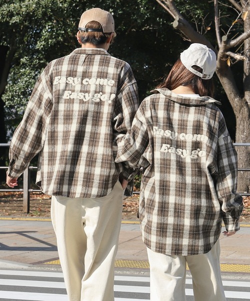 PairPair(ペアペア)の「バックロゴオーバーチェックシャツ(ユニセックス)(シャツ/ブラウス・レディース・ブラウン/レッド/ブラック/ベージュ・FREE)」の17枚目の写真