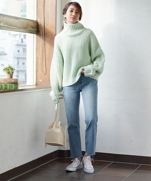 KOBE LETTUCE（コウベレタス）の「ボリュームハイネックニットトップス（ニット/セーター・レディース・ブルー/ピンク系その他/ミント/アイボリー・FREE）」の9枚目の写真
