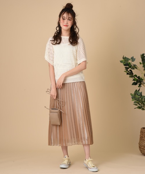 INTERPLANET（インタープラネット）の「【ＷＥＢ限定】透かし編ＢＡＣＫレースアップ＋キャミセット（ニット/セーター・レディース・サックスブルー/イエロー/オフホワイト・FREE）」の22枚目の写真