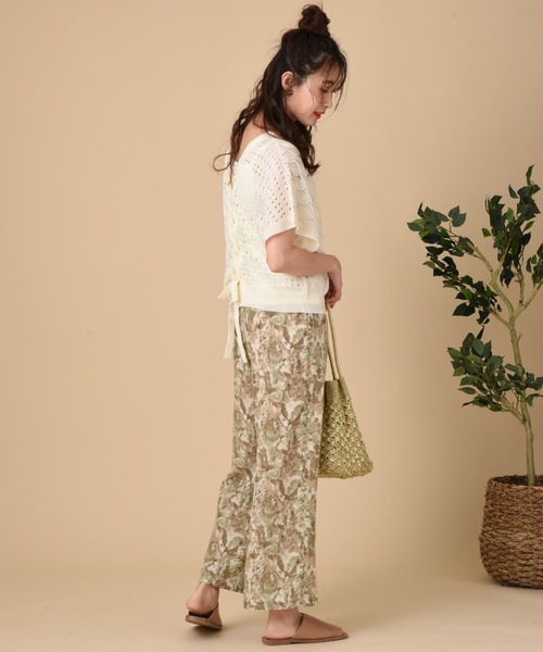 INTERPLANET（インタープラネット）の「【ＷＥＢ限定】透かし編ＢＡＣＫレースアップ＋キャミセット（ニット/セーター・レディース・サックスブルー/イエロー/オフホワイト・FREE）」の18枚目の写真