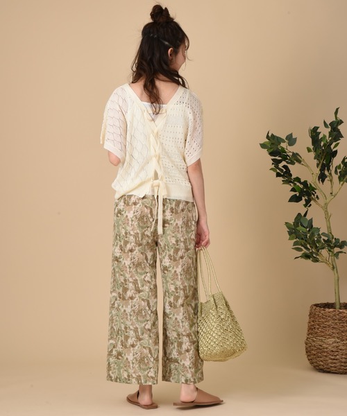 INTERPLANET（インタープラネット）の「【ＷＥＢ限定】透かし編ＢＡＣＫレースアップ＋キャミセット（ニット/セーター・レディース・サックスブルー/イエロー/オフホワイト・FREE）」の17枚目の写真