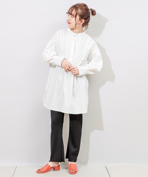 DISCOAT（ディスコート）の「【前後2WAY】ハシゴレース袖ボリュームチュニック（シャツ/ブラウス・レディース・オフホワイト/ブラック/オレンジ・FREE）」の22枚目の写真