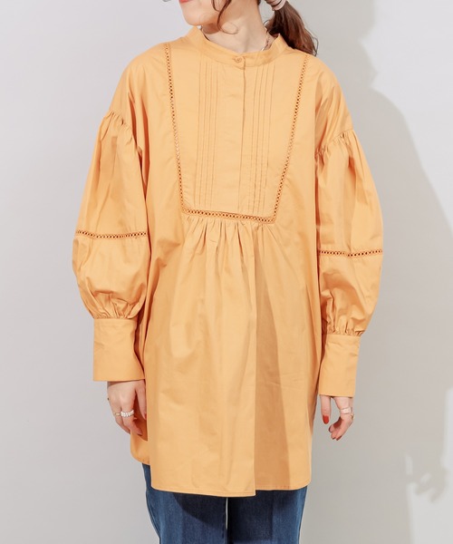 DISCOAT（ディスコート）の「【前後2WAY】ハシゴレース袖ボリュームチュニック（シャツ/ブラウス・レディース・オフホワイト/ブラック/オレンジ・FREE）」の18枚目の写真